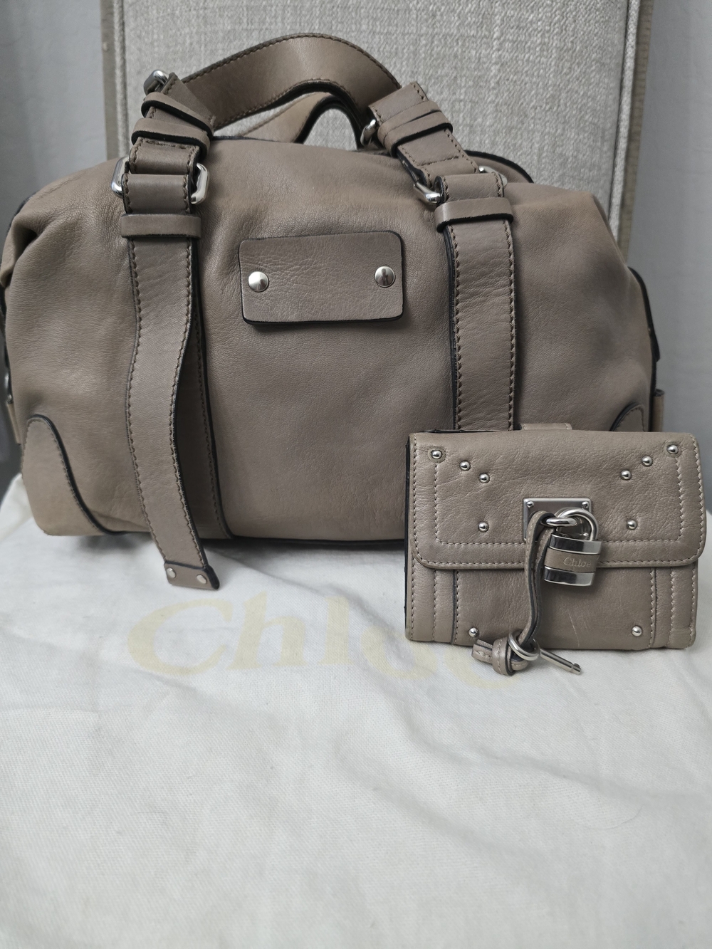 Chloé Patsy Satchel Bag & Matching Wallet Set with Dustbag - Taupe